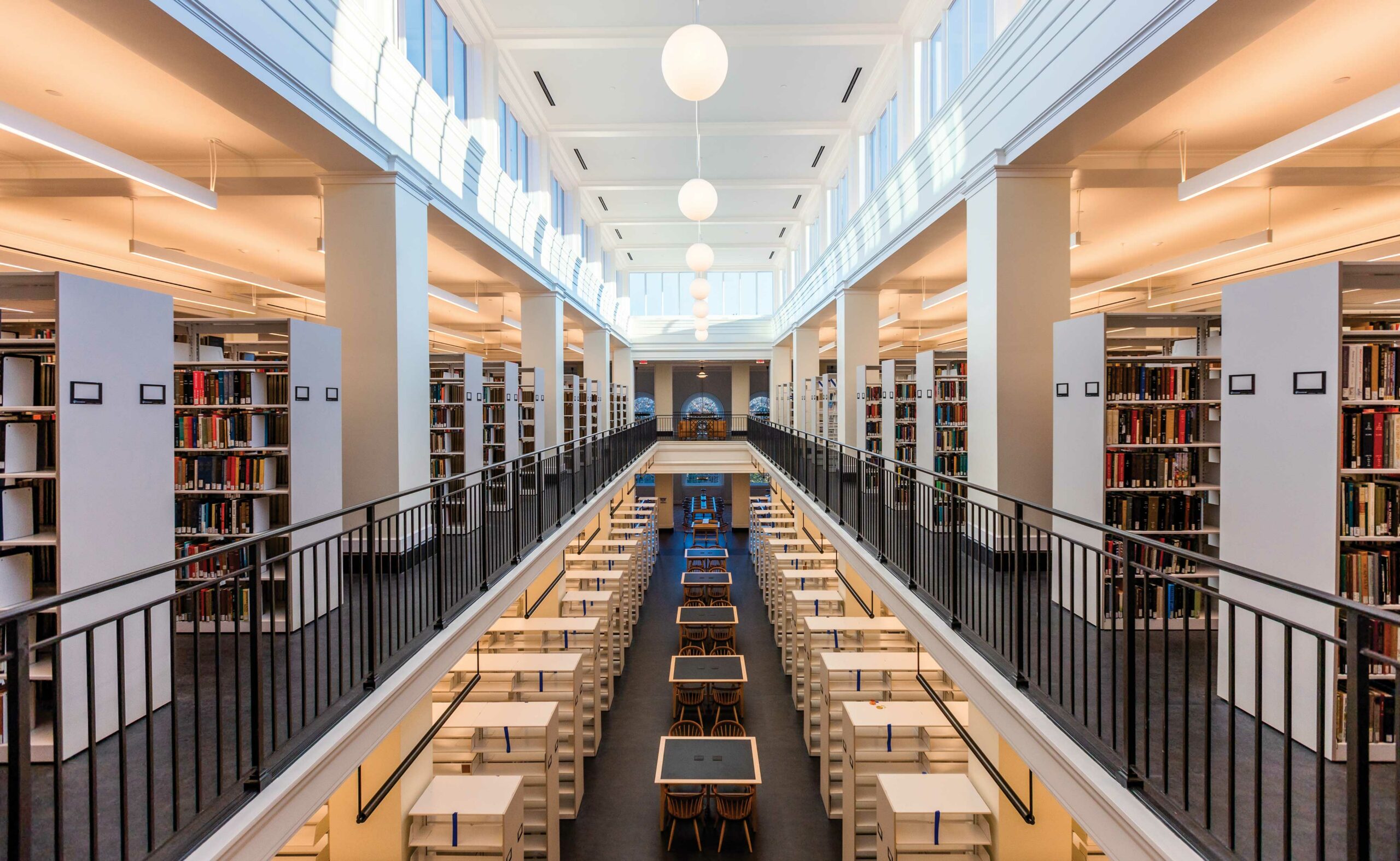 Modern university library interior in Virginia